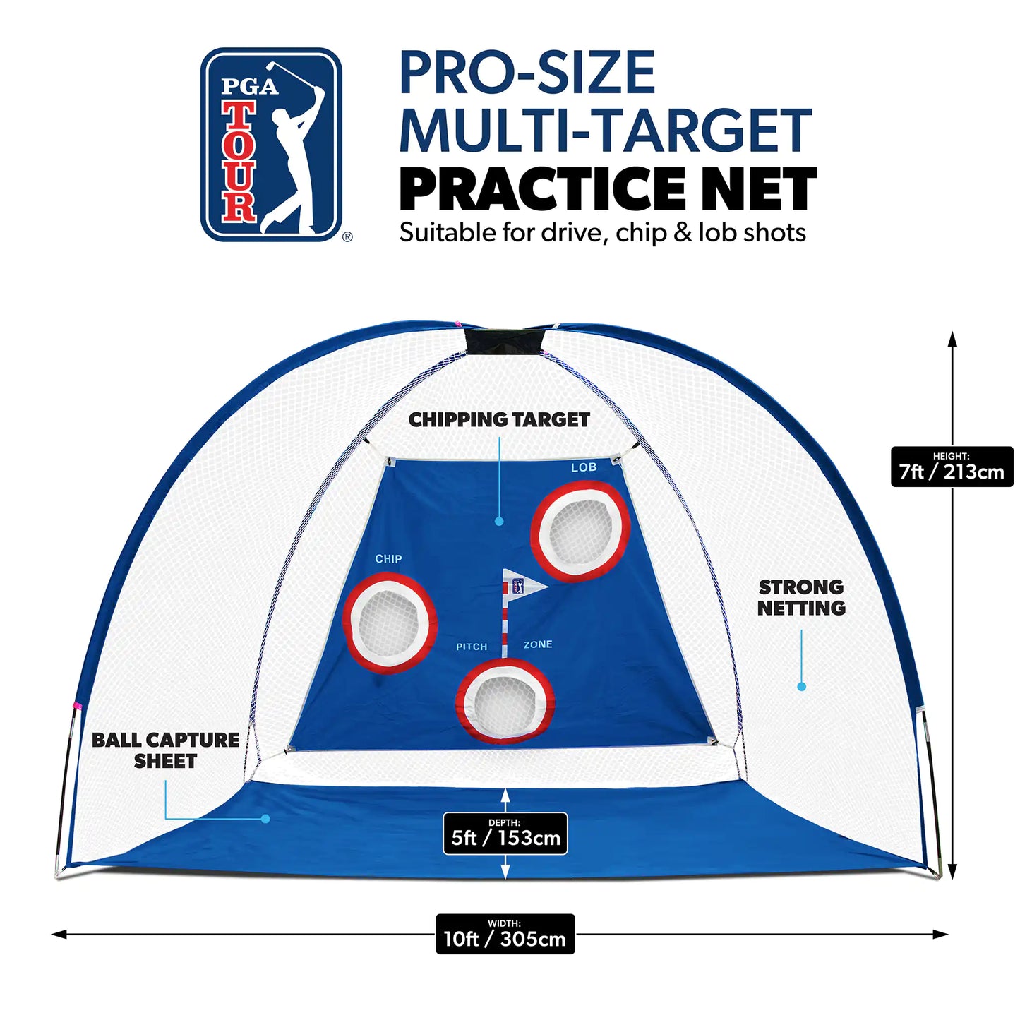 PGA TOUR Pro Size Golf Driving Net with Carry Bag