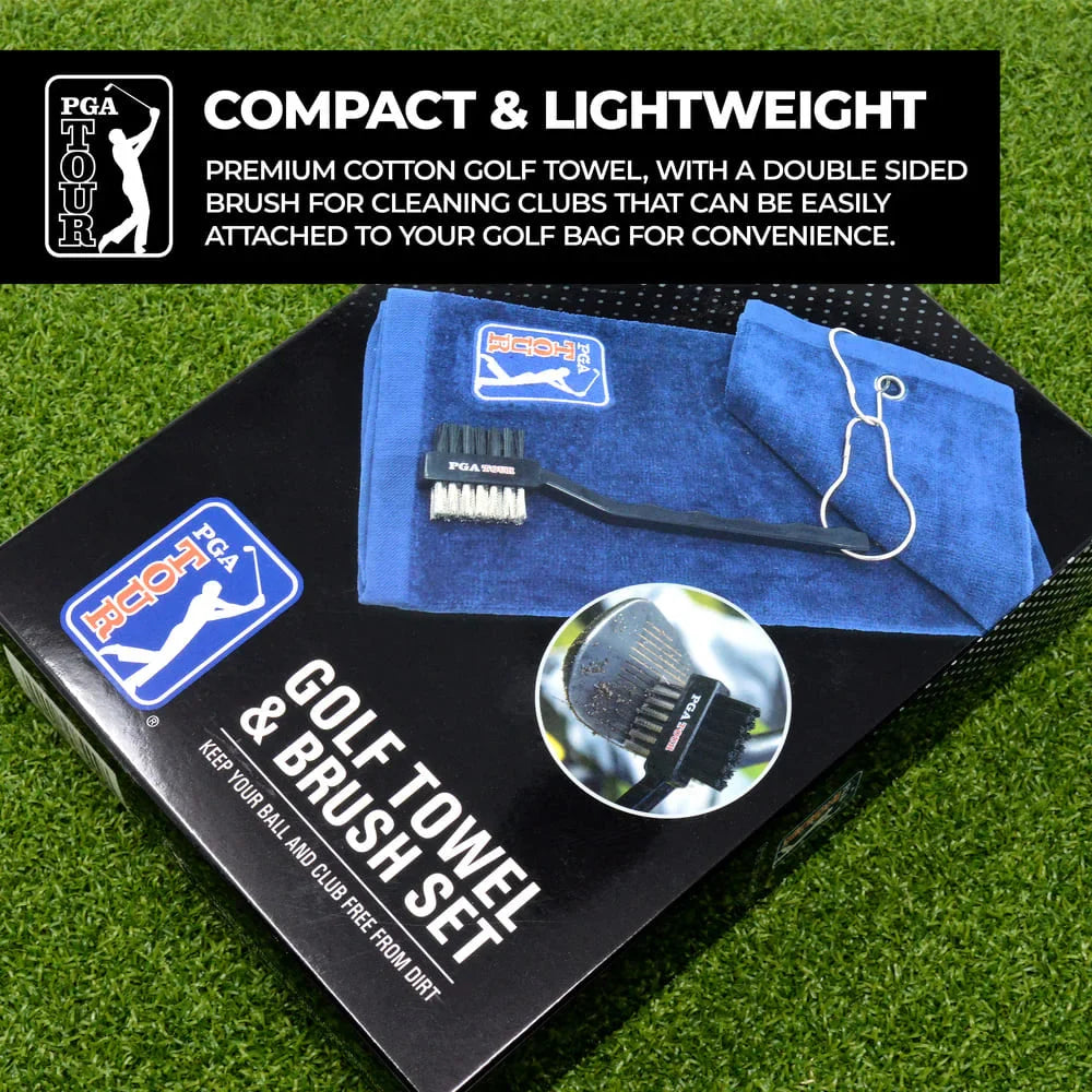 PGA TOUR Golf Towel and Brush Set